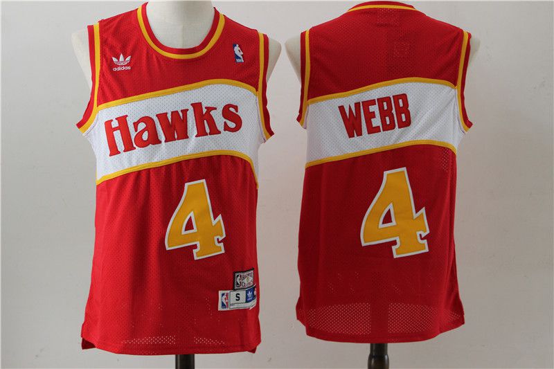 Men Atlanta Hawks #4 Spud Webb Red Stitched Throwback NBA Jersey->chicago bulls->NBA Jersey
